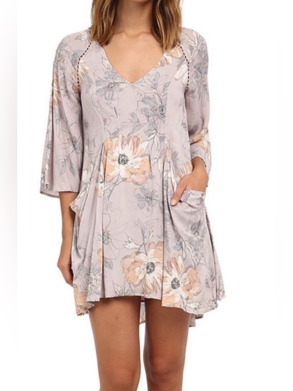 Free People Eyes On You purple floral mini dress, size 4